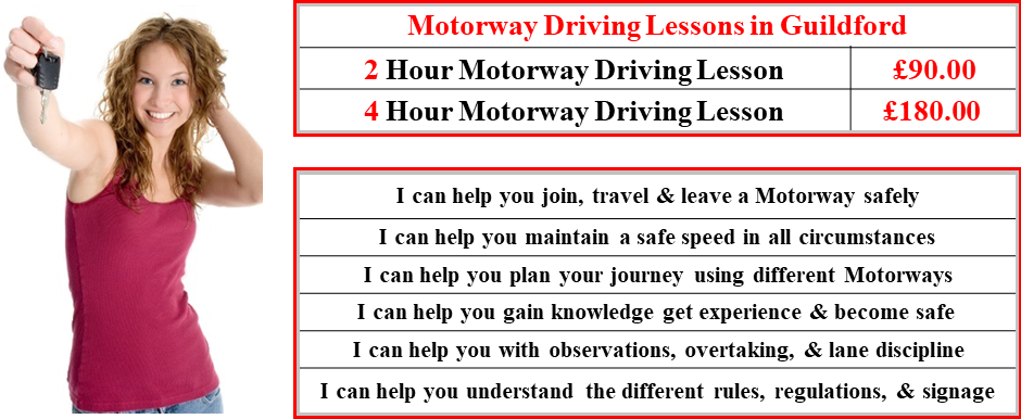 Motorway Driving Lessons Guildford Prices Motorway Driving Lessons in Guildford Prices